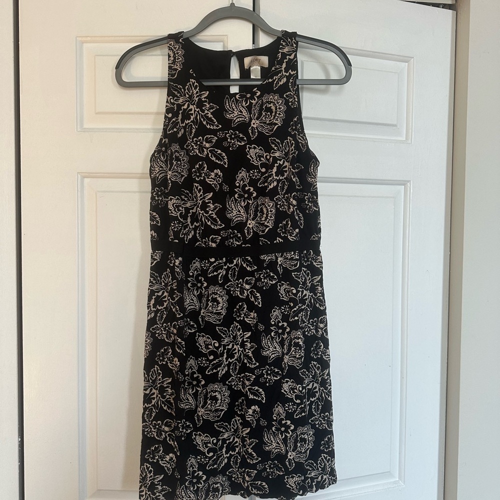 LOFT Black and White Halter Sheath Dress